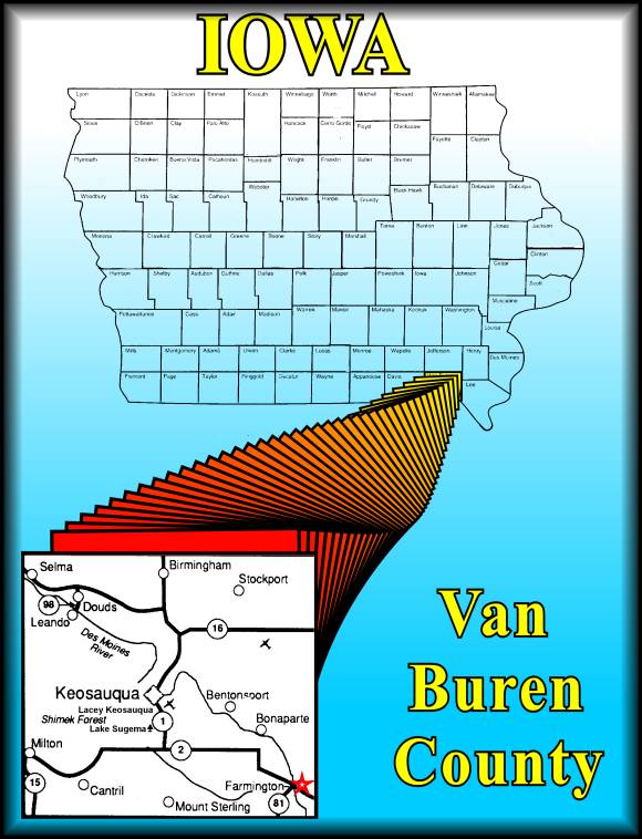 An Iowa Map with Farmington Marked